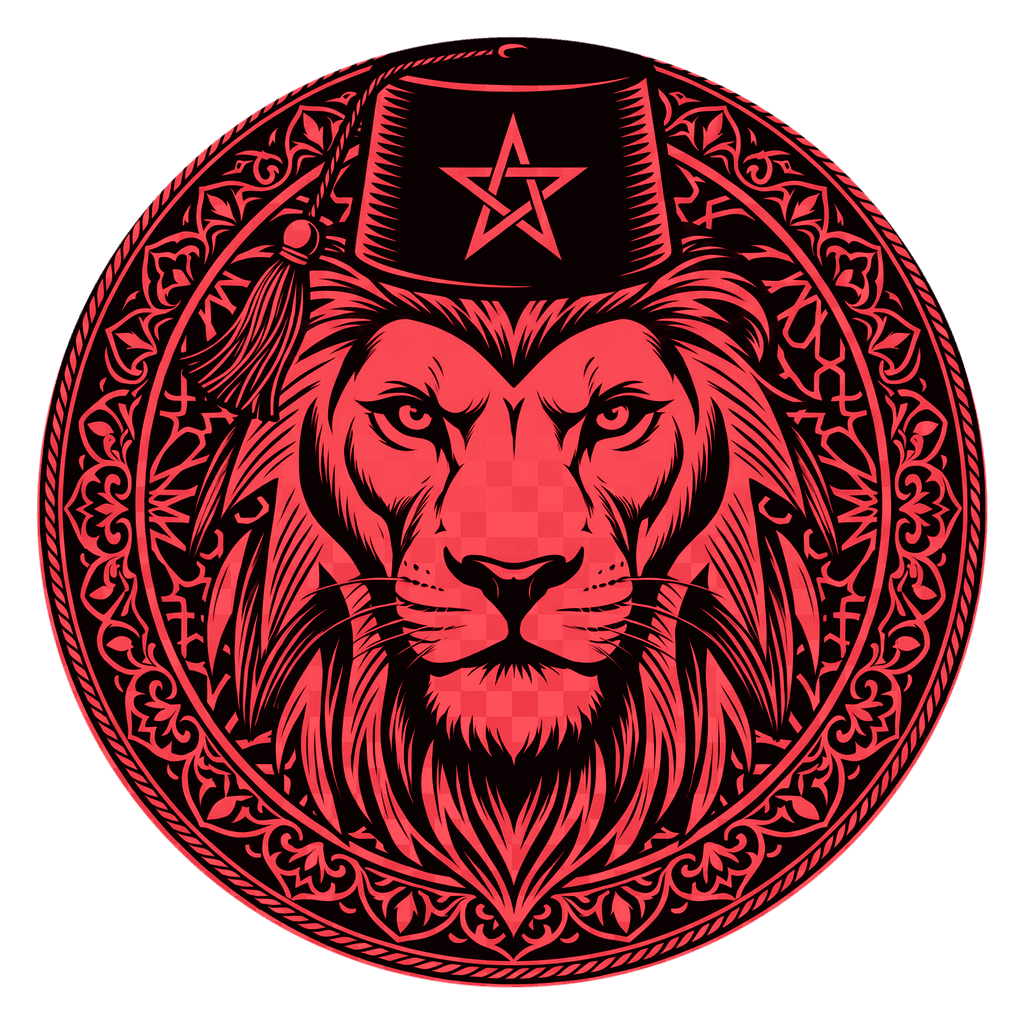 Atlas Lions crest — a lion wearing a Moroccan fez with the national star